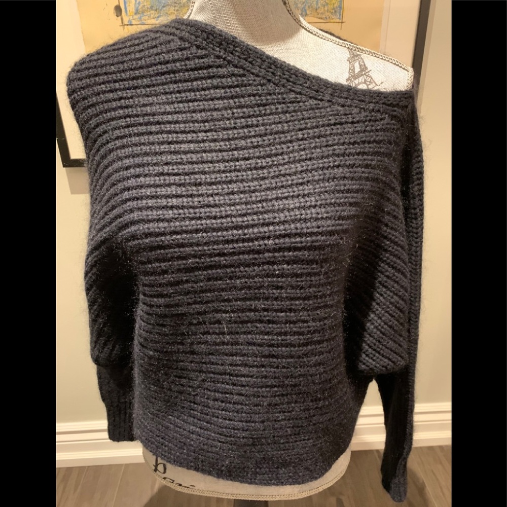 T by Alexander Wang Black Off-the-Shoulder Sweater